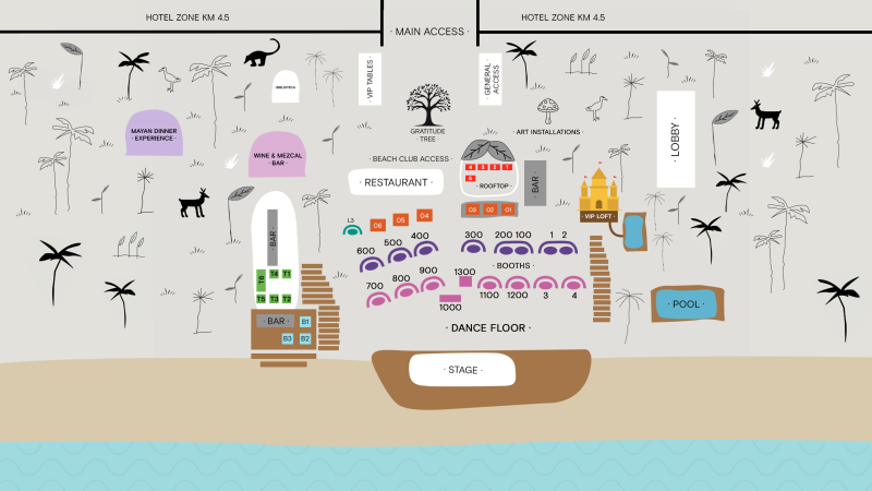 VIP Tables Map Papaya Playa Project Bedouin