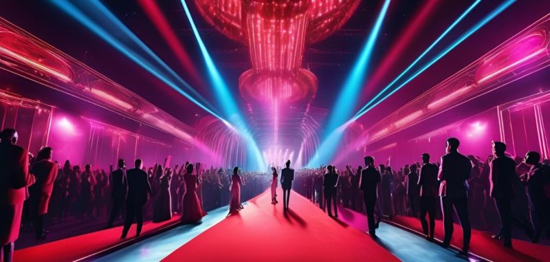 Award ceremony with plant-based decor and artists holding recycled trophies