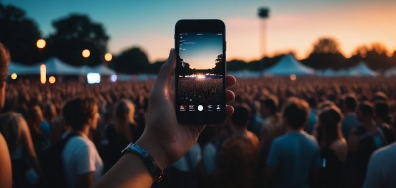 Fans capturing a festival performance on their phones