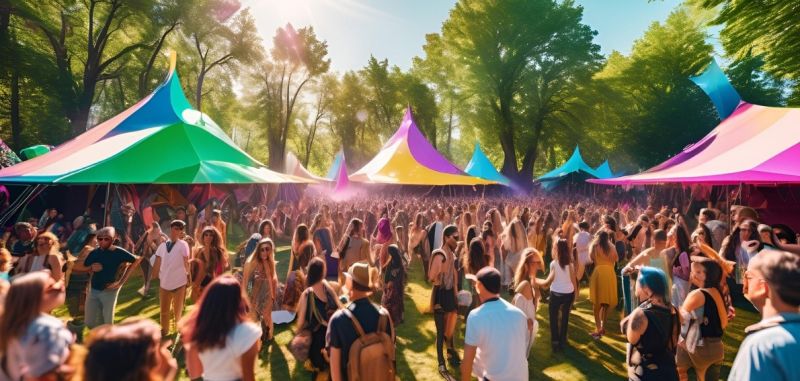 Merchandise booth selling upcycled music festival items