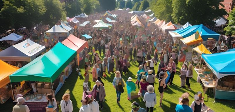 Concert crowd with reusable cups and no single-use plastics