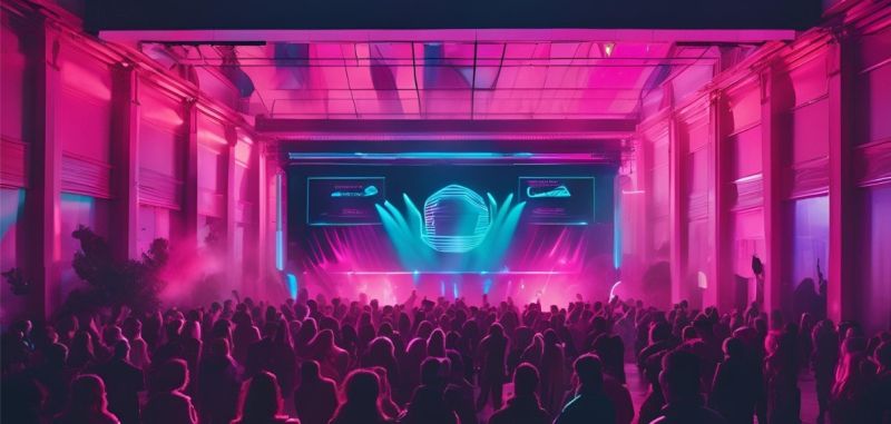 Outdoor film screening at night powered by renewable energy